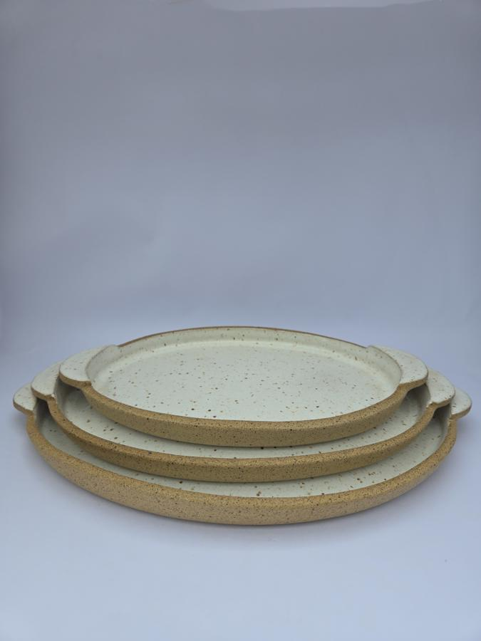 CONJUNTO 3 BANDEJAS OVAL COM ABAS PP 22CM, P 27CM, M 31CM